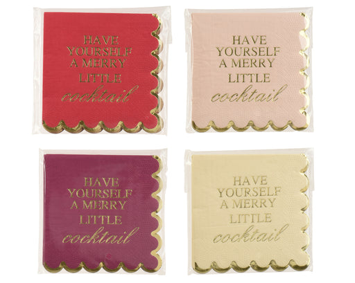 Cocktail Napkins 25 × 25 cm Multi-Colour with Gold Foil Edge – Pack of 12