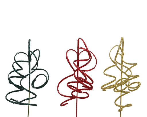 Glitter Spray on Stem 90 cm Assorted Gold Green Red