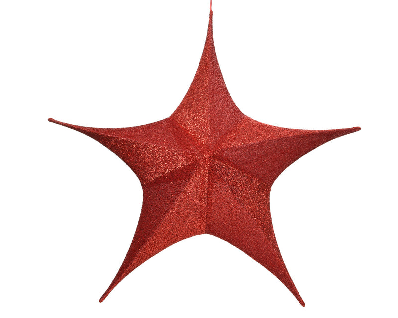 Hanging Star Decoration 60 cm Red Polyester