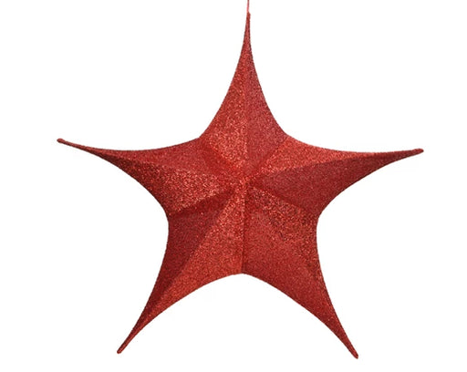 Star Hanging Decoration Red Polyester 135 cm