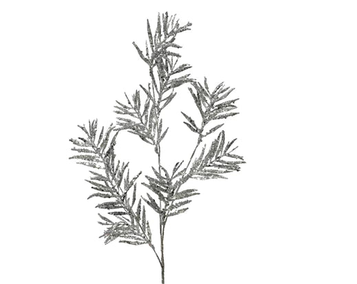 Silver glitter decorative Christmas branch 74 cm