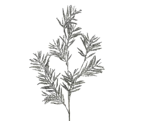 Silver glitter decorative Christmas branch 74 cm