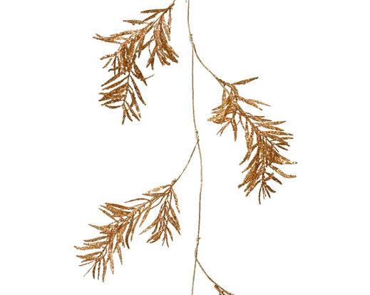 Ginger brown decorative pine Christmas garland with glitter 120 cm