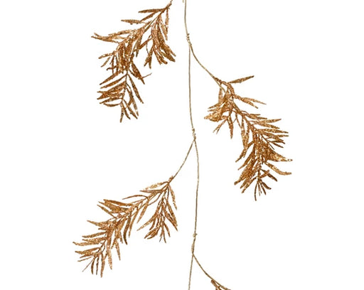 Ginger brown decorative pine Christmas garland with glitter 120 cm