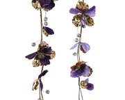 Violet and crystal lilac beaded Christmas garland 120 cm