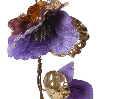 Violet and crystal lilac beaded Christmas garland detail view