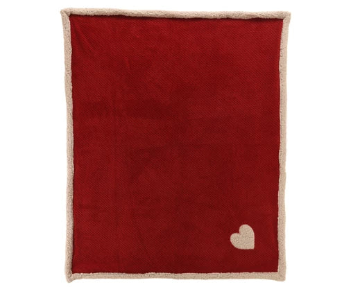 Throw Red 130 × 150 cm Diamond Flannel with Sherpa Backing