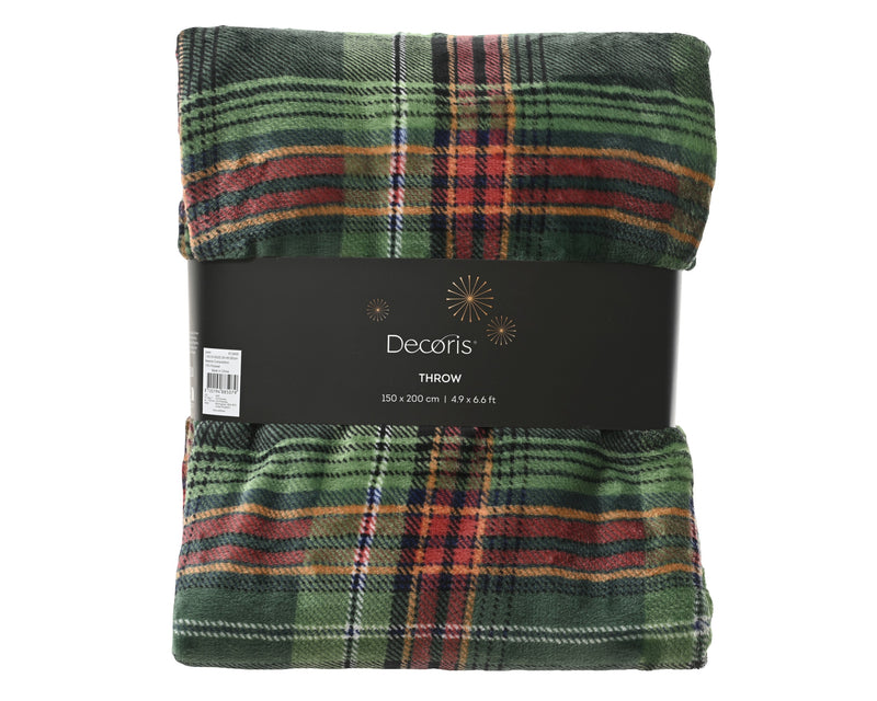 Green Checked Throw 150 × 200 cm Polyester Flannel