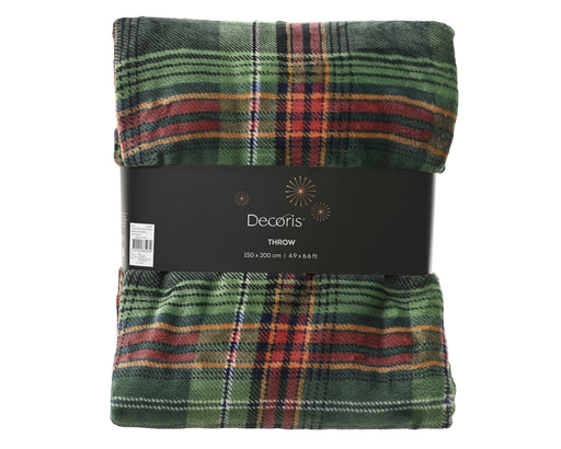 Green Checked Throw 150 × 200 cm Polyester Flannel