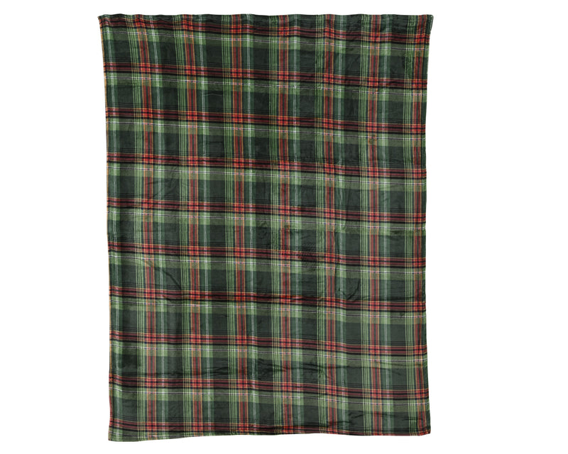 Green Checked Throw 150 × 200 cm Polyester Flannel