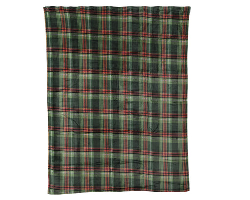 Green Checked Throw 150 × 200 cm Polyester Flannel