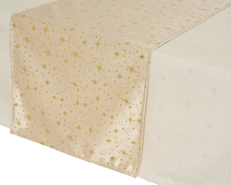 Table Runner White 32 × 150 cm with Gold Foil Stars/Trees – 2 Assorted Designs – additional view