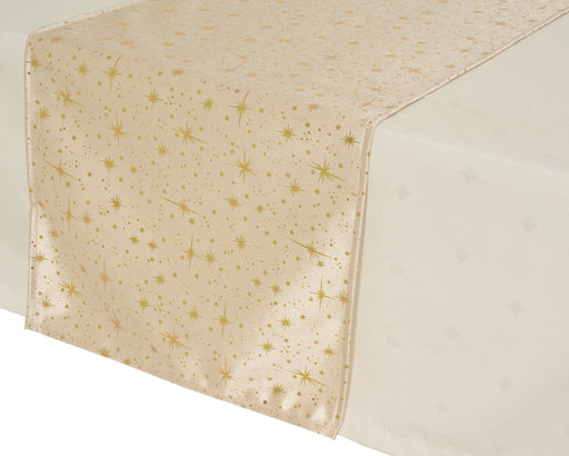 Table Runner White 32 × 150 cm with Gold Foil Stars/Trees – 2 Assorted Designs – additional view