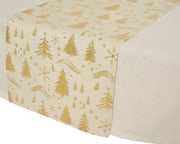 Table Runner White 32 × 150 cm with Gold Foil Stars/Trees – 2 Assorted Designs – additional view 2