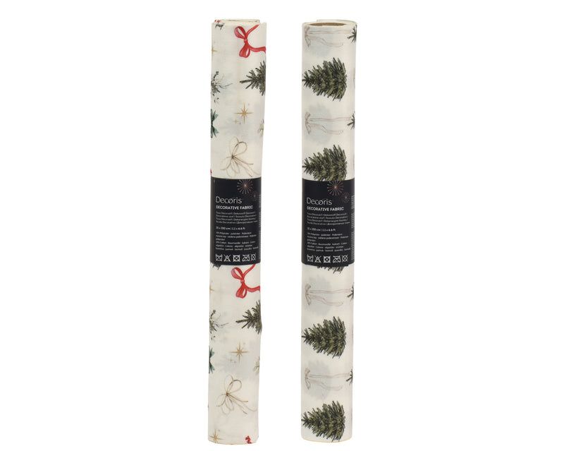 Deco Fabric Christmas Tree Print 120 × 35 cm Polyester Indoor – 2 Assorted Designs