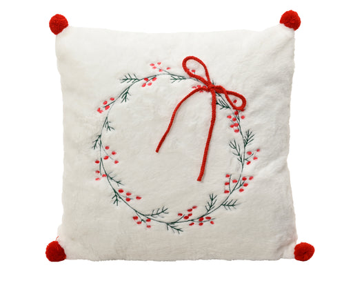 Cushion 45 × 45 cm White with Cherry Wreath Embroidery