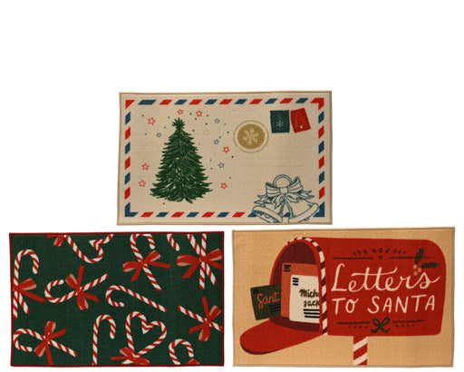 Christmas Doormat Rectangular 50 × 80 cm Multi-Colour Nylon – 3 Assorted Designs