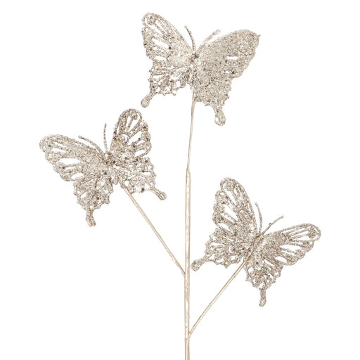 Pale gold butterfly decorative Christmas spray – Gisela Graham