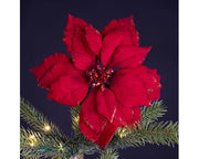 Poinsettia Flower Clip Red 24 cm with Glitter Edges