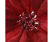 Poinsettia Flower Clip Red 24 cm with Glitter Edges