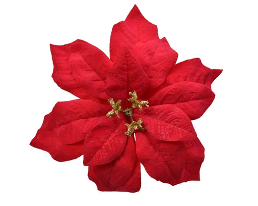 Poinsettia Clip Red 16 cm Velvet