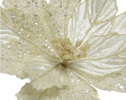 Christmas Flower with Clip Ivory/Gold 28 cm – 2 Assorted Designs