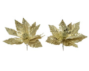 Christmas Flower Clip Light Gold 30 cm – 2 Assorted Designs