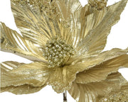 Christmas Flower Clip Light Gold 30 cm – 2 Assorted Designs