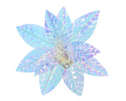 Blue Iridescent Poinsettia Clip – 31 cm