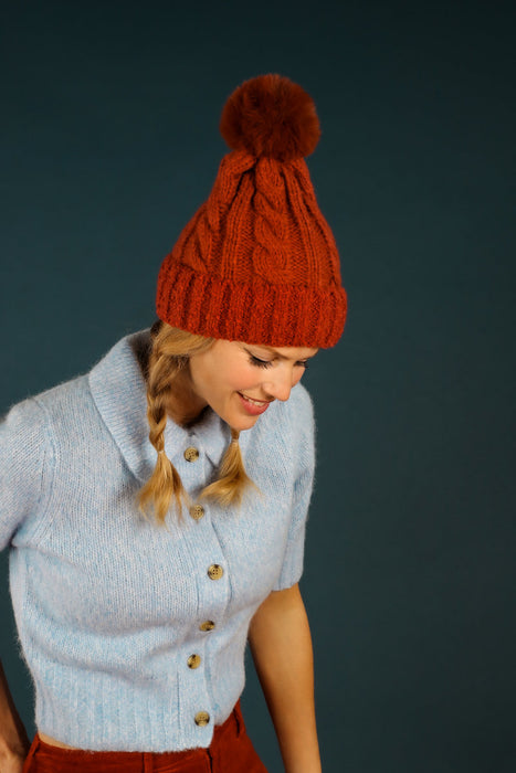 Freya Bobble Hat - Rust