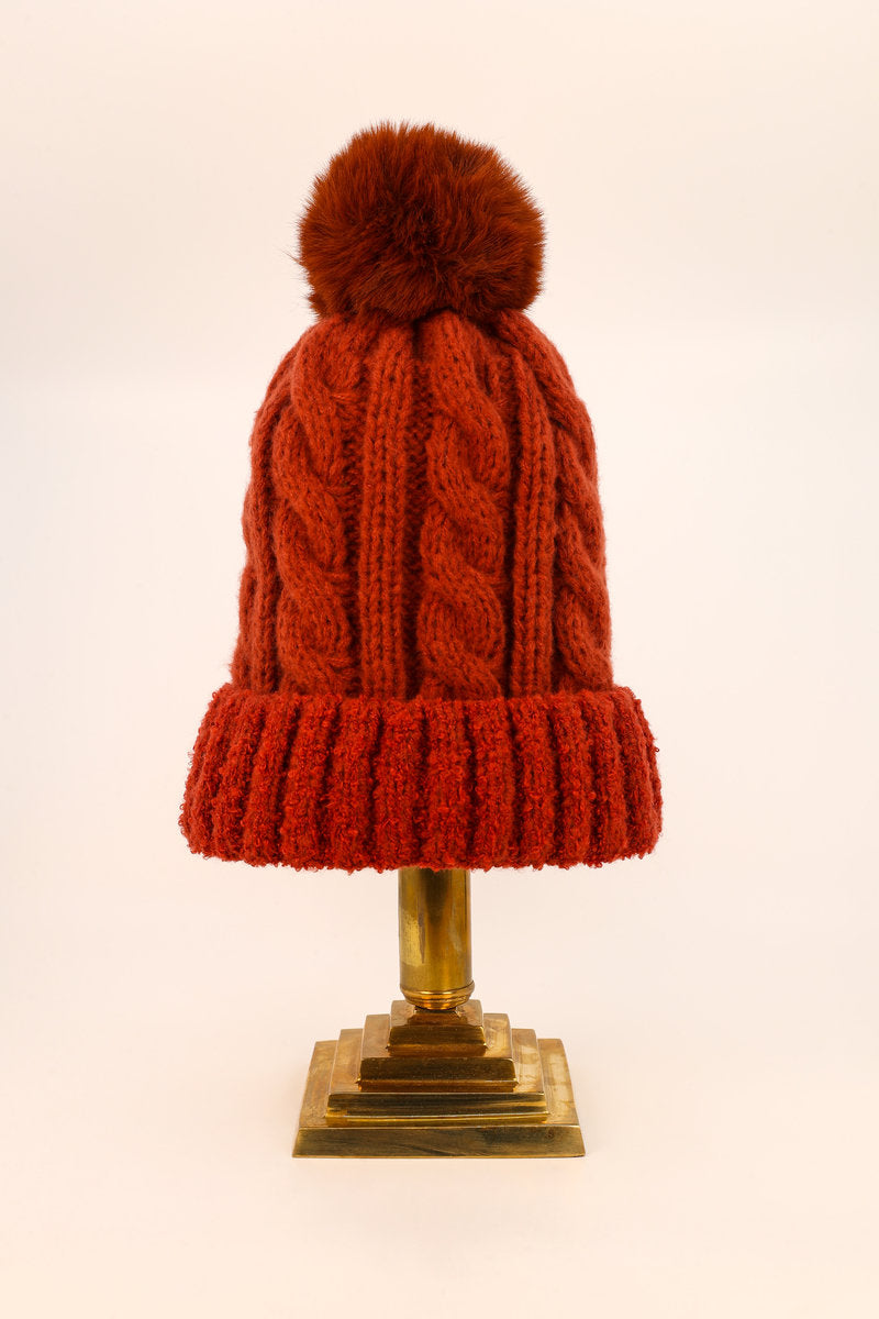Freya Bobble Hat - Rust