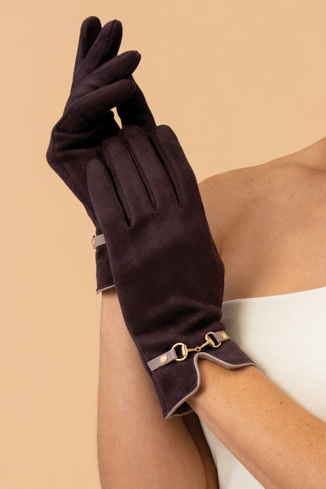 Kylie Faux Suede Gloves - Chocolate