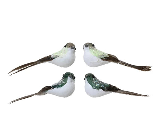 Christmas Bird on Clip Decoration Green (L: 3.5 cm, W: 12 cm, H: 4.5 cm)