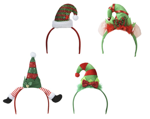 Christmas Elf Headband 4 Assorted Designs Multi-Colour Polyester