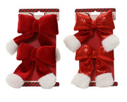 Christmas Bow with Clip 20 cm Red/White Velvet – Pack of 2