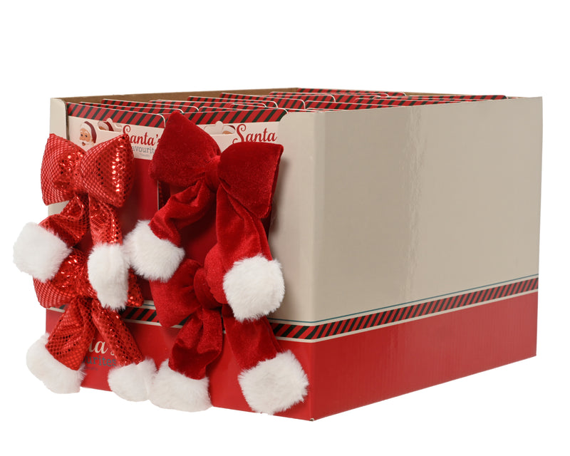 Christmas Bow with Clip 20 cm Red/White Velvet – Pack of 2 – alternate view