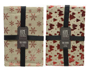Table Runner 32 × 150 cm Red Foil Snowflake/Tree Polyester Cotton – 2 Assorted Designs