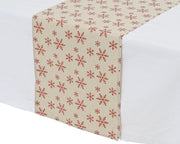 Table Runner 32 × 150 cm Red Foil Snowflake/Tree Polyester Cotton – 2 Assorted Designs – alternate view