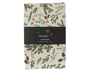 Table Runner 30 × 150 cm Cotton Blend with Mistletoe and Holly Design
