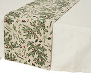 Table Runner 30 × 150 cm Cotton Blend with Mistletoe and Holly Design