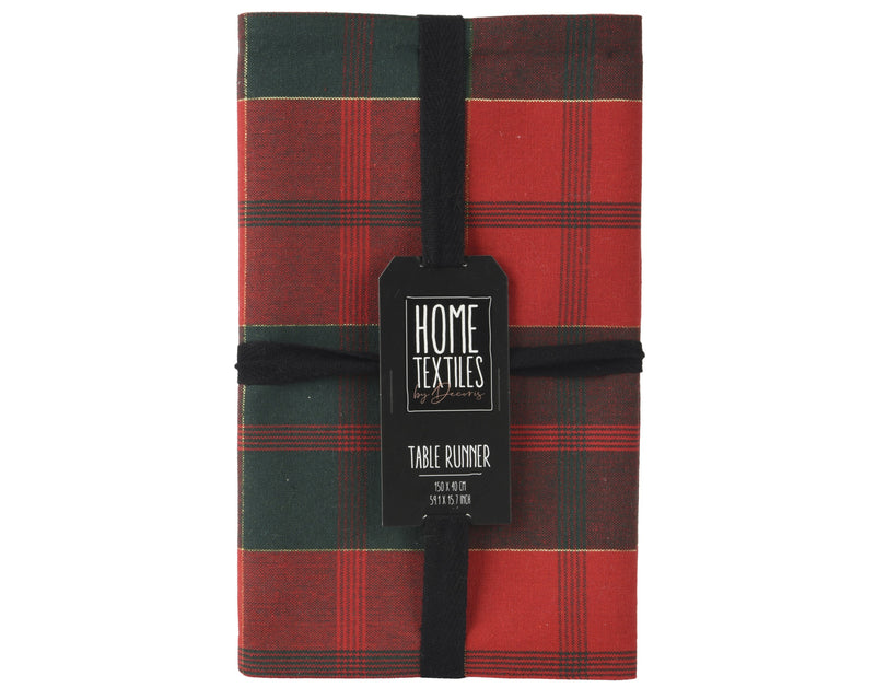 Table Runner Rectangular 150 × 30 cm Green Check Cotton