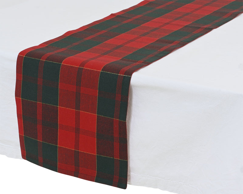 Table Runner Rectangular 150 × 30 cm Green Check Cotton