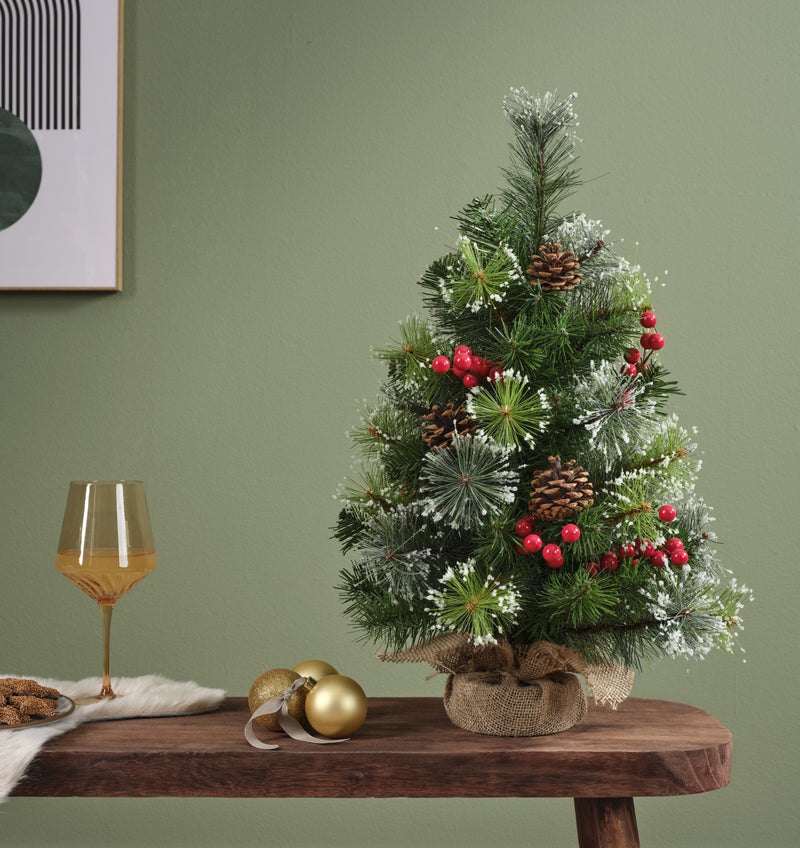 Ipswich Frosted Mini Christmas Tree with Pine cones and Berries (60cm)