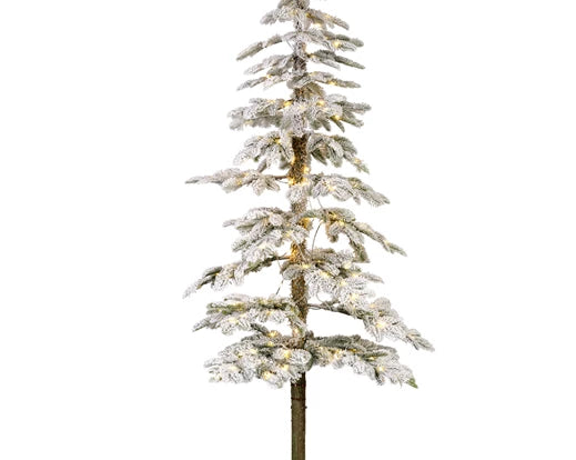 Snowy Alpine Fir 8 Foot Pre-Lit Slim Christmas Tree With 250 Warm White Micro LIghts (60cm x 240cm)
