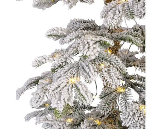 Snowy Alpine Fir 8 Foot Pre-Lit Slim Christmas Tree With 250 Warm White Micro LIghts (60cm x 240cm)