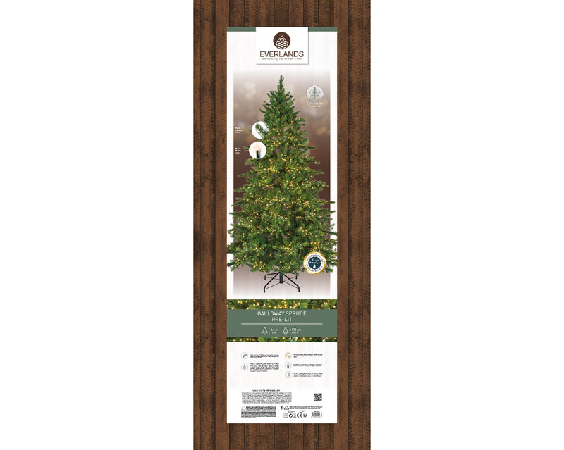 6 Foot Galloway Spruce Pre-Lit Christmas Tree With 3000 Warm White Lights