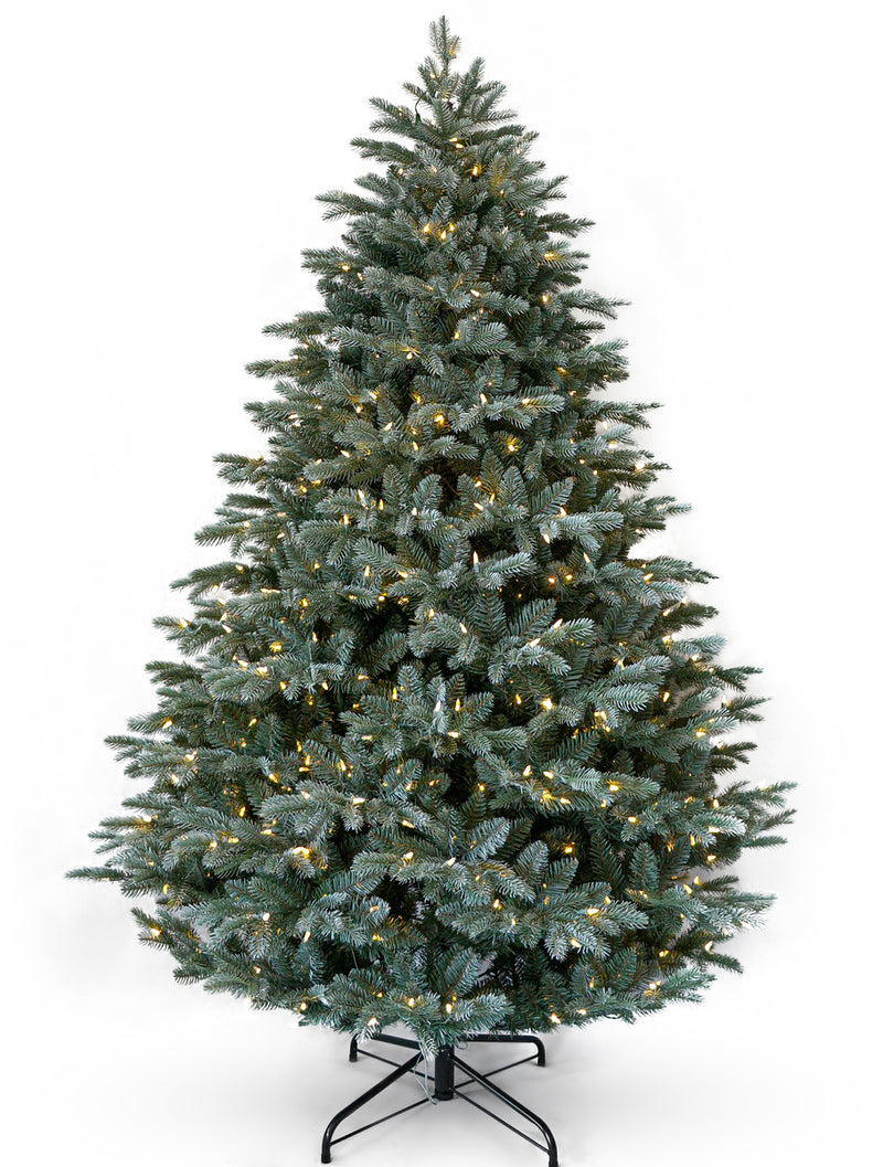 7.5 Foot Frosted Mulberry Pre-Lit Artificial Christmas Tree With 800 Warm White Lights