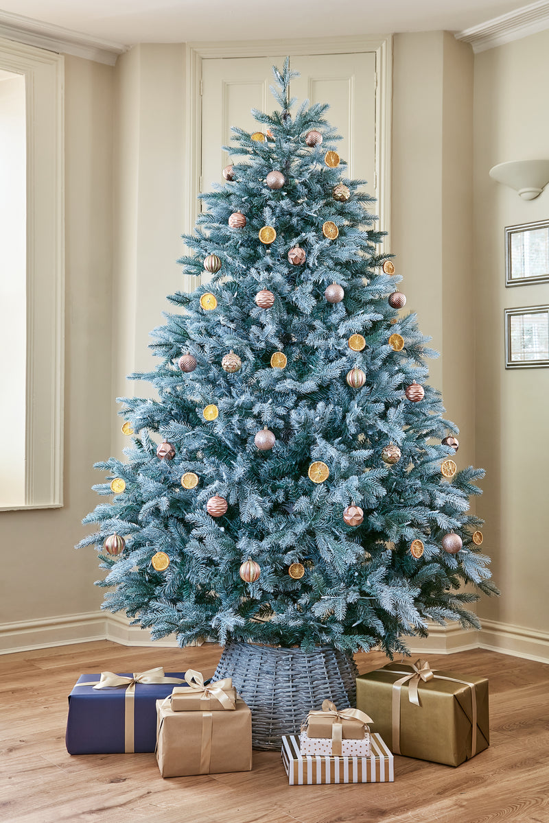 7.5 Foot Frosted Mulberry Pre-Lit Artificial Christmas Tree With 800 Warm White Lights