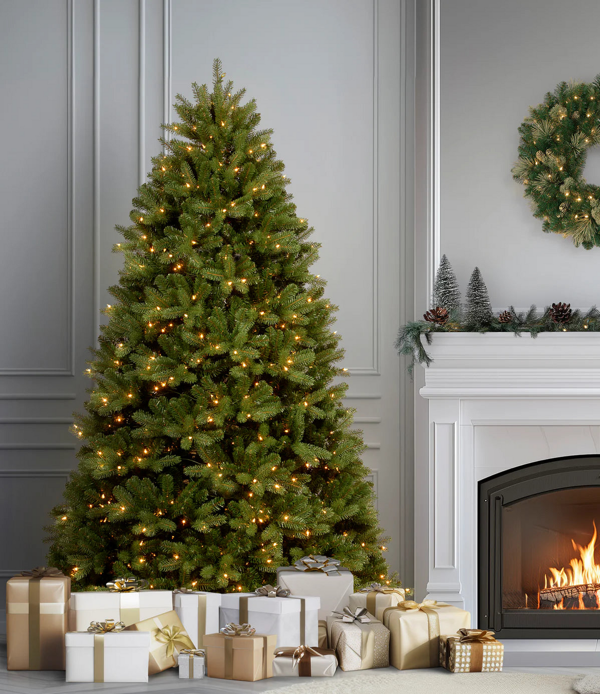 7.5ft Fairmont Cedar pre-lit artificial Christmas tree with 750 warm white LEDs