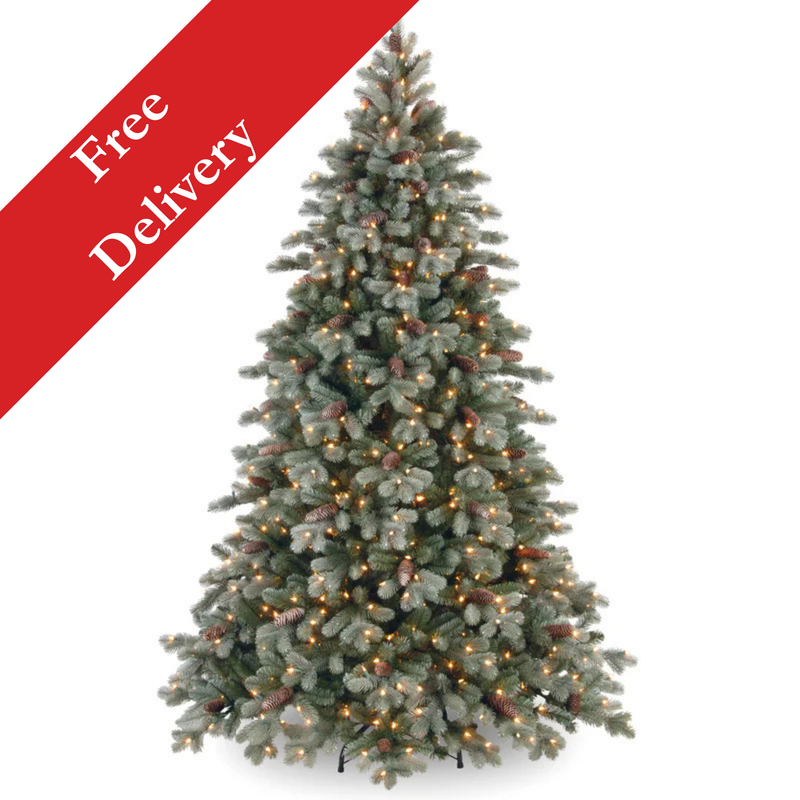 7.5 Foot Frosted Colorado Spruce Pre-Lit With 700 Warm White Lights